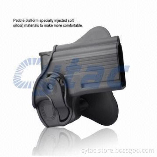 Pistol holster for Taurus 24/7, made of polymer, designed with release button, soft silicone paddle